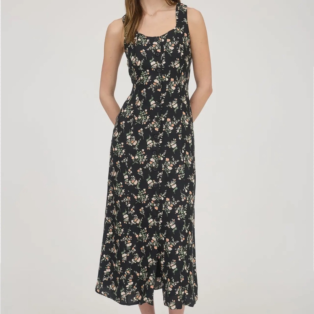 Workshop Republic Clothing Black Floral Midi Dress